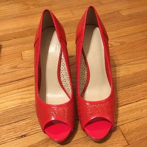 Red Nine West wedge heels